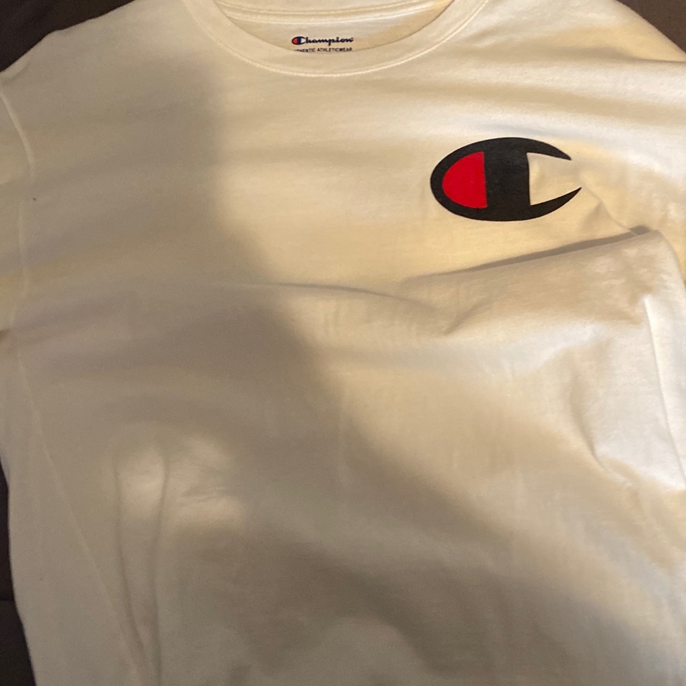 White Champion Logo Long Sleeve